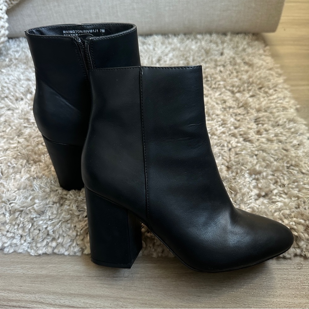 Madden Girl Black Leather Ankle Boots